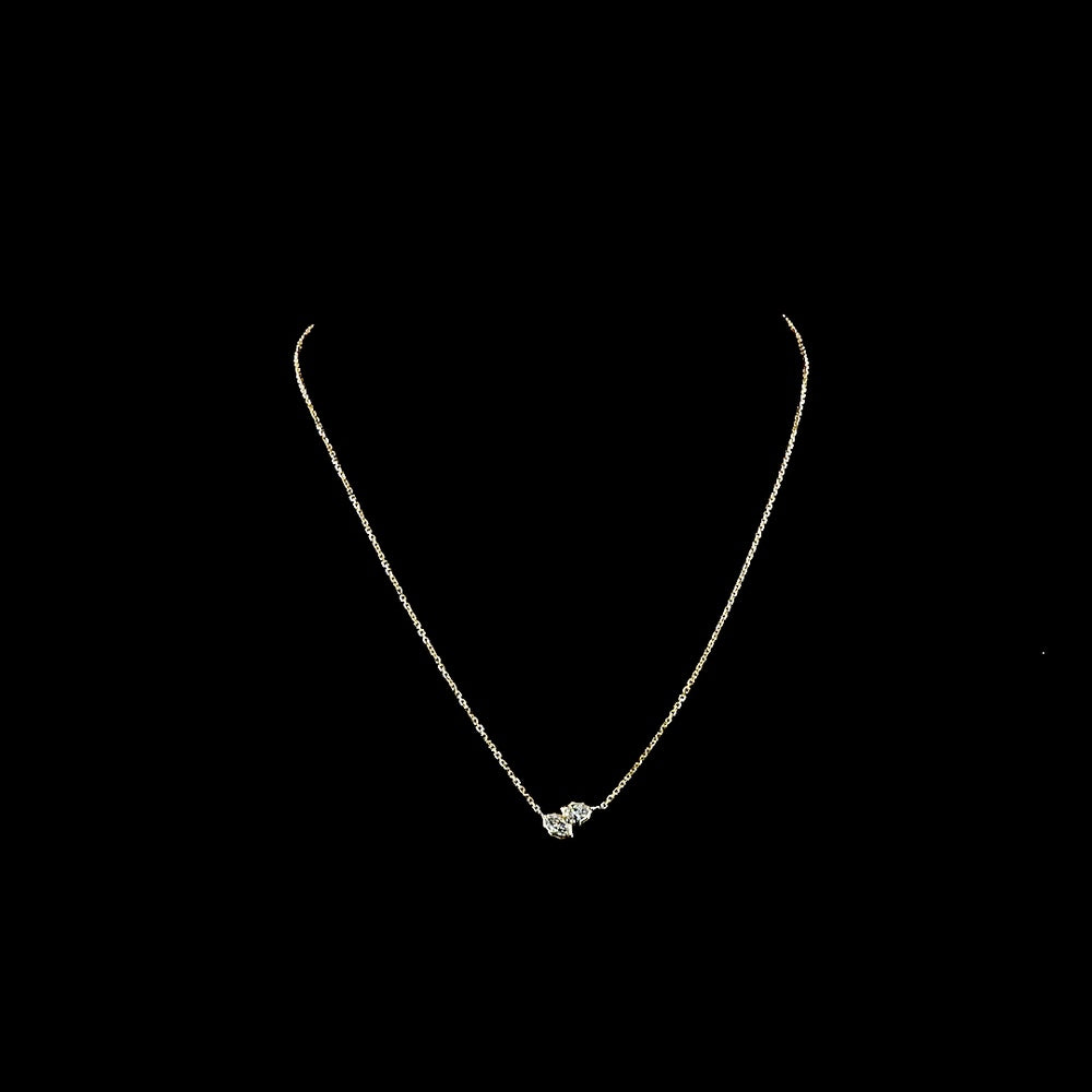 14K Yellow Gold Toi et Moi Pendant with Inclined Marquise and Pear Shaped Lab Grown Diamonds - 0.39 Carat Total Weight - Covaloro Fine Jewelry