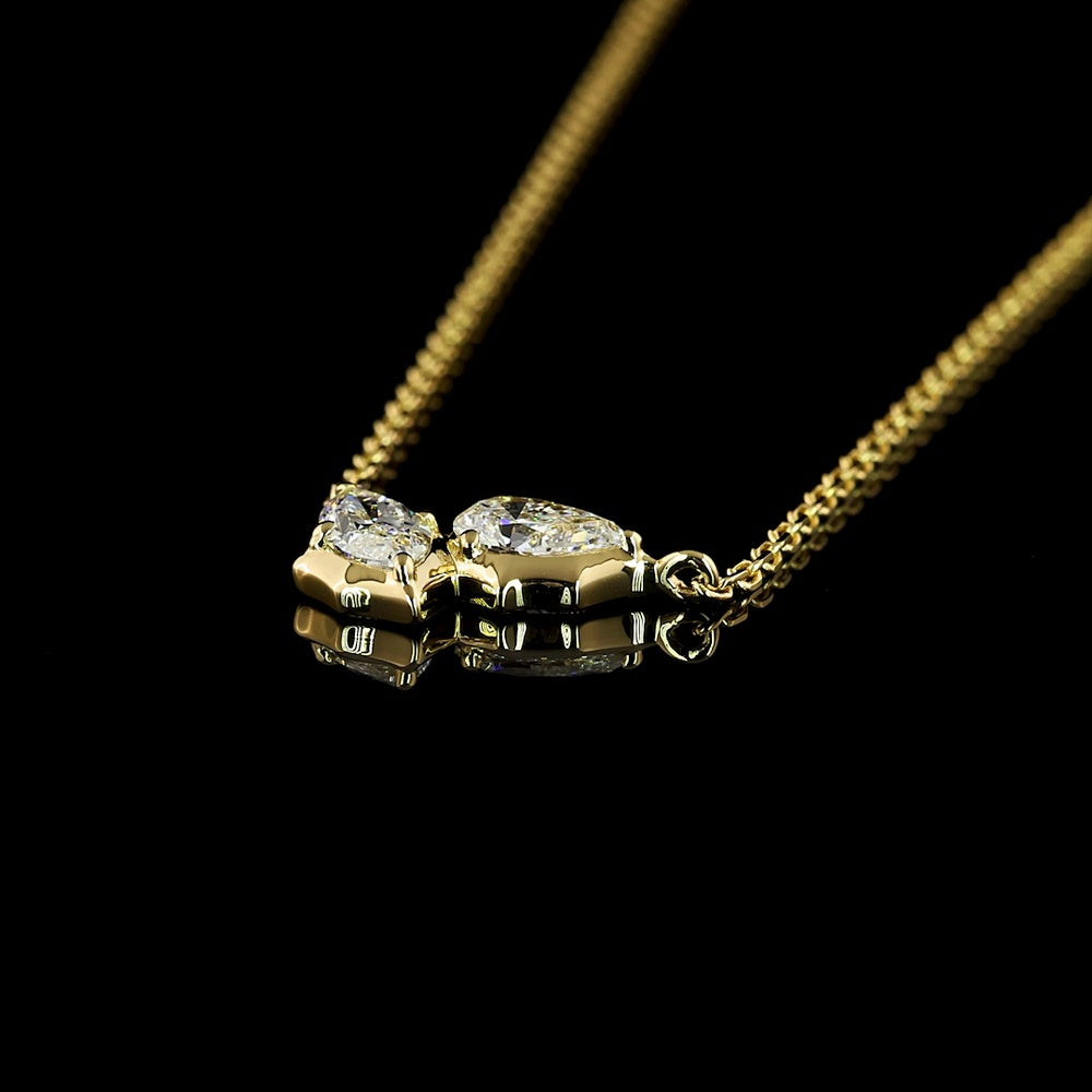 14K Yellow Gold Toi et Moi Pendant with Pear Shape and Marquise Cut Lab Grown Diamonds - 0.40 Carat Total Weight E-F VS - Covaloro Fine Jewelry