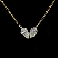 14K Yellow Gold Toi et Moi Pendant with Pear Shape Lab Grown Diamonds - 0.62 Carat Total Diamond Weight - Covaloro Fine Jewelry