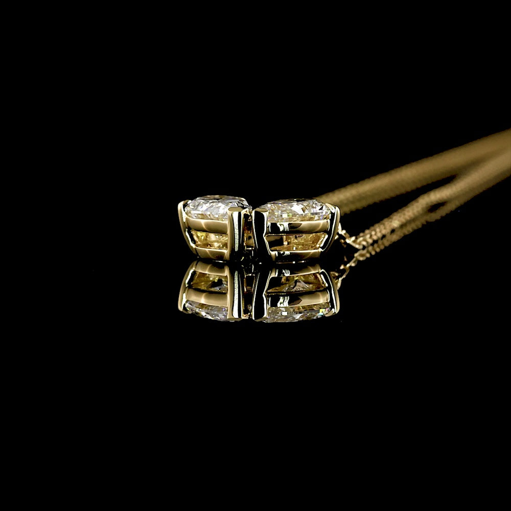 14K Yellow Gold Toi et Moi Pendant with Pear Shape Lab Grown Diamonds - 0.62 Carat Total Diamond Weight - Covaloro Fine Jewelry