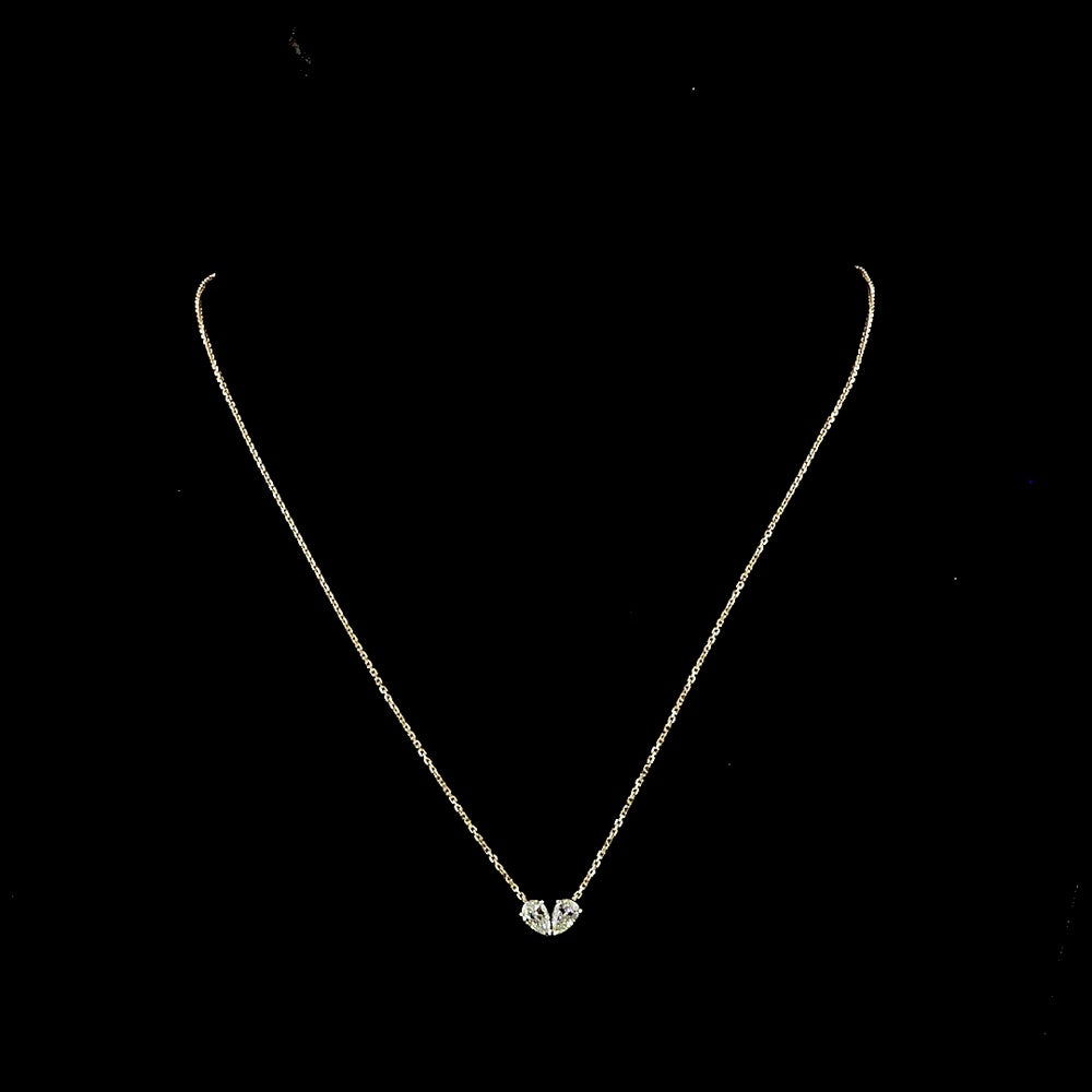 14K Yellow Gold Toi et Moi Pendant with Pear Shape Lab Grown Diamonds - 0.62 Carat Total Diamond Weight - Covaloro Fine Jewelry