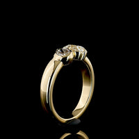 14K Yellow Gold Toi et Moi Ring with 0.52 Carat Pear Shape and 1.04 Carat Antique Cushion Cut Lab Diamonds - 1.56 Carat Total Diamond Weight - Covaloro Fine Jewelry