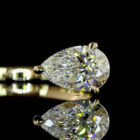 14K Yellow Gold Toi et Moi Ring with 1.01 Carat Asscher Cut and 0.82 Carat Pear Shaped Lab Diamonds - Total 1.83 Carat - Covaloro Fine Jewelry