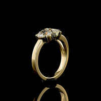 14K Yellow Gold Toi et Moi Ring with 1.29 Carat Pear Shape and 0.94 Carat Round Brilliant Lab Diamonds - 2.23 Total Carat Weight - Covaloro Fine Jewelry