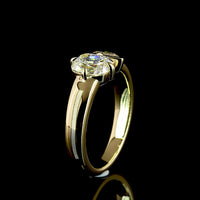 14K Yellow Gold Toi et Moi Ring with Antique Cushion and Pear Shape Lab Diamonds - 1.50 Carats Total Diamond Weight - Covaloro Fine Jewelry