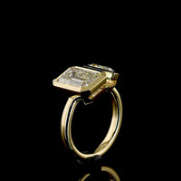 14K Yellow Gold Toi et Moi Ring with Bezel Set 3.12 Carat Emerald Cut and 1.52 Carat Pear Cut Lab Diamonds - 4.64 Total Carat Weight - Covaloro Fine Jewelry