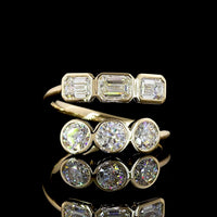 14K Yellow Gold Toi et Moi Ring with Bezel Set Emerald Cut and Brilliant Cut Lab Diamonds - 1.82 Carats Total Diamond Weight - Covaloro Fine Jewelry