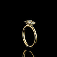 14K Yellow Gold Toi et Moi Ring with Cushion Brilliant and Pear Shape Lab Diamonds - 0.99 Carats Total Diamond Weight - Covaloro Fine Jewelry