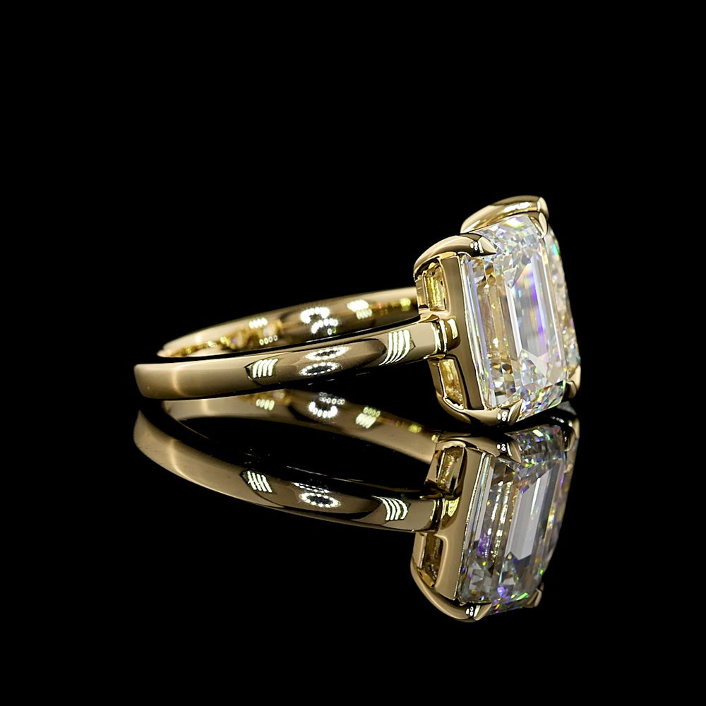 14K Yellow Gold Toi et Moi Ring with Emerald Cut and Pear Shape Lab Diamonds - 3.04 Carat Emerald Cut & 2.00 Carat Pear Shape, 5.04 Carat Total Diamond Weight - Covaloro Fine Jewelry