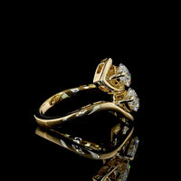 14K Yellow Gold Toi et Moi Ring with Inclined Marquise Cut Lab Diamonds - 1.03 Carats F VVS2 and 1.01 Carats D VS2 - 2.04 Carats Total Diamond Weight - Covaloro Fine Jewelry