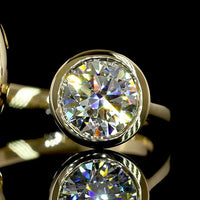 14K Yellow Gold Toi et Moi Ring with Pear Shape Fancy Yellow Lab Diamond and Round Brilliant White Diamond - 2.51 Carat Total Weight, IGI Certified - Covaloro Fine Jewelry