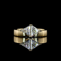 14K Yellow Gold Toi et Moi Ring with Trillion Cut Lab Diamonds - 1.00 Carat Total Weight, E-F Color VS1 Clarity - Covaloro Fine Jewelry