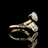 14K Yellow Gold Toi et Moi Ring with Two Bezel-Set Pear Shape Lab Diamonds - F VVS2 Clarity, 2.52 Carat Total Weight - Covaloro Fine Jewelry