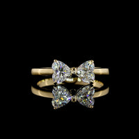 14K Yellow Gold Toi et Moi Ring with Two Heart-Shaped Lab Diamonds - 0.85 Carat Total Weight, E-F Color VS1 Clarity - Covaloro Fine Jewelry