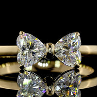 14K Yellow Gold Toi et Moi Ring with Two Heart-Shaped Lab Diamonds - 0.85 Carat Total Weight, E-F Color VS1 Clarity - Covaloro Fine Jewelry