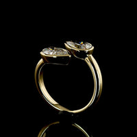 14K Yellow Gold Toi et Moi Ring with Two Pear Shape Lab-Grown Diamonds - 2.04 Carat Total Weight, F Color, VS Clarity, Bezel Set East-West - Covaloro Fine Jewelry