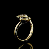 14K Yellow Gold Toi et Moi Ring with Two Pear Shape Lab-Grown Diamonds - 2.04 Carat Total Weight, F Color, VS Clarity, Bezel Set East-West - Covaloro Fine Jewelry