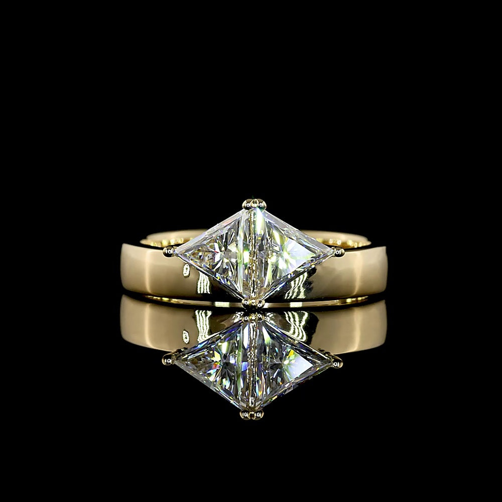 14K Yellow Gold Toi et Moi Ring with Two Trillion Cut Lab Diamonds - 1.34 Total Carat Weight, E-F Color VS1 Clarity - Covaloro Fine Jewelry
