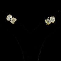 14K Yellow Gold Toi et Moi Stud Earrings with Bezel Set Emerald Cut and Oval Cut Lab Diamonds - 1.92 Carat Total Diamond Weight - Covaloro Fine Jewelry