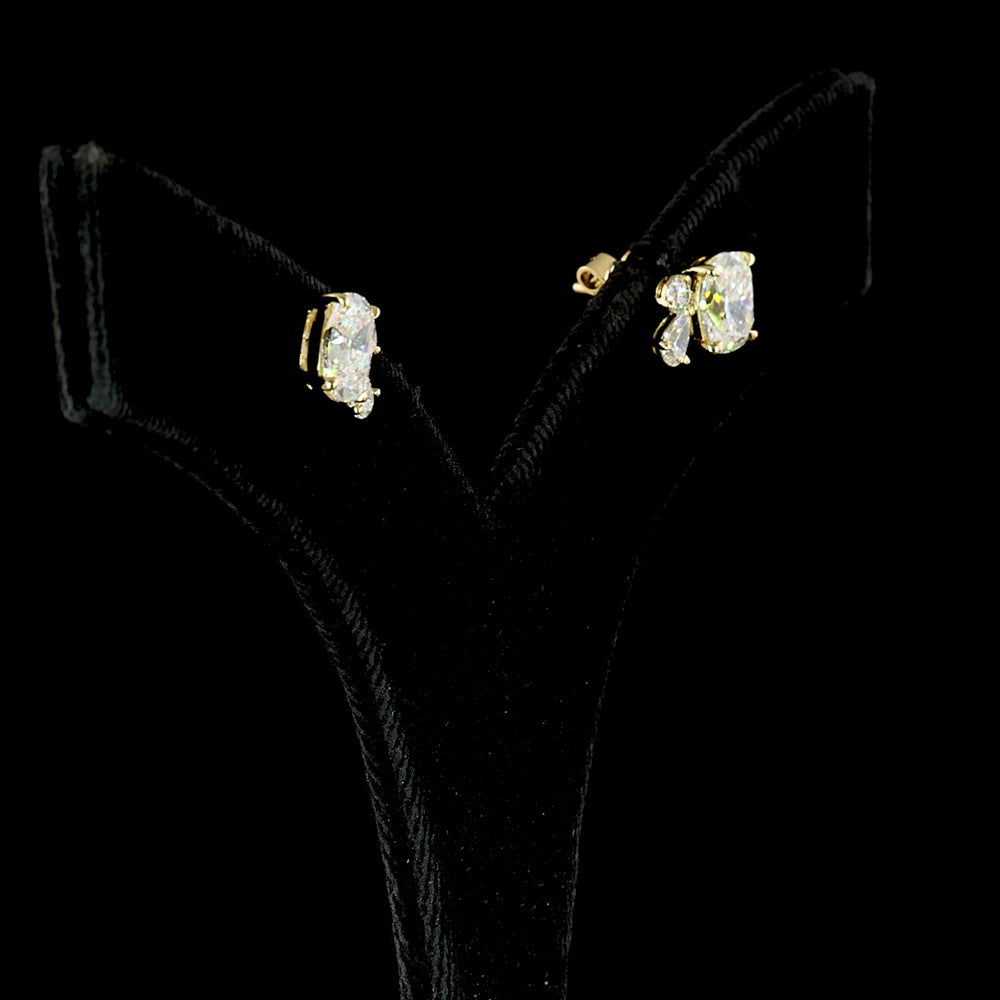 14K Yellow Gold Toi et Moi Stud Earrings with Cushion Brilliant Cut Lab Diamonds and Pear Shape Diamond Accents - 2.97 Carat Total Diamond Weight - Covaloro Fine Jewelry
