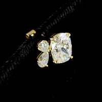 14K Yellow Gold Toi et Moi Stud Earrings with Cushion Brilliant Cut Lab Diamonds and Pear Shape Diamond Accents - 2.97 Carat Total Diamond Weight - Covaloro Fine Jewelry