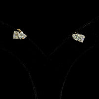 14K Yellow Gold Toi et Moi Stud Earrings with Emerald Cut and Heart Shape Lab Diamonds - 1.56 Carat Total Weight - Covaloro Fine Jewelry