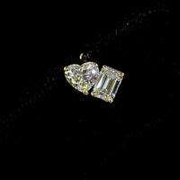 14K Yellow Gold Toi et Moi Stud Earrings with Emerald Cut and Heart Shape Lab Diamonds - 1.56 Carat Total Weight - Covaloro Fine Jewelry