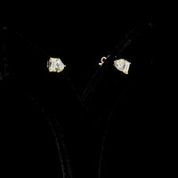 14K Yellow Gold Toi et Moi Stud Earrings with Emerald Cut and Heart Shape Lab Diamonds - 1.56 Carat Total Weight - Covaloro Fine Jewelry
