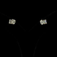 14K Yellow Gold Toi Et Moi Stud Earrings with Inclined Oval and Emerald Cut Lab Diamonds - 1.82 Carats Total Diamond Weight - Covaloro Fine Jewelry
