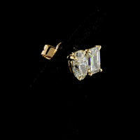 14K Yellow Gold Toi Et Moi Stud Earrings with Inclined Oval and Emerald Cut Lab Diamonds - 1.82 Carats Total Diamond Weight - Covaloro Fine Jewelry