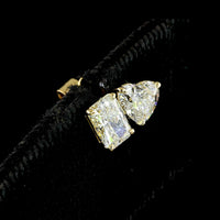 14K Yellow Gold Toi et Moi Stud Earrings with Radiant and Heart Shape Lab Diamonds - 1.95 Carats Total Diamond Weight - Covaloro Fine Jewelry