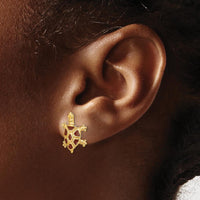14K Yellow Gold Tortoise Post Earrings with Brown Enamel Accent - Nature-Inspired Design by 0
