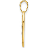 14K Yellow Gold Tree of Life Heart Pendant with Diamond-Cut and Rhodium Accents by Oro Pregiato