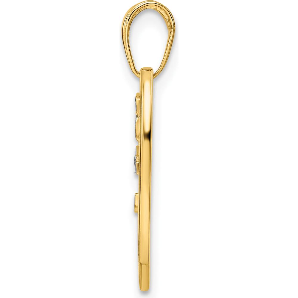 14K Yellow Gold Tree of Life Heart Pendant with Diamond-Cut and Rhodium Accents by Oro Pregiato