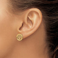 14K Yellow Gold Tree of Life in Circle Post Earrings - Polished Finish by 0