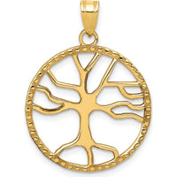 14K Yellow Gold Tree of Life Pendant in Round Frame - 29mm Length by Oro Pregiato