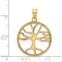 14K Yellow Gold Tree of Life Pendant in Round Frame - 29mm Length by Oro Pregiato