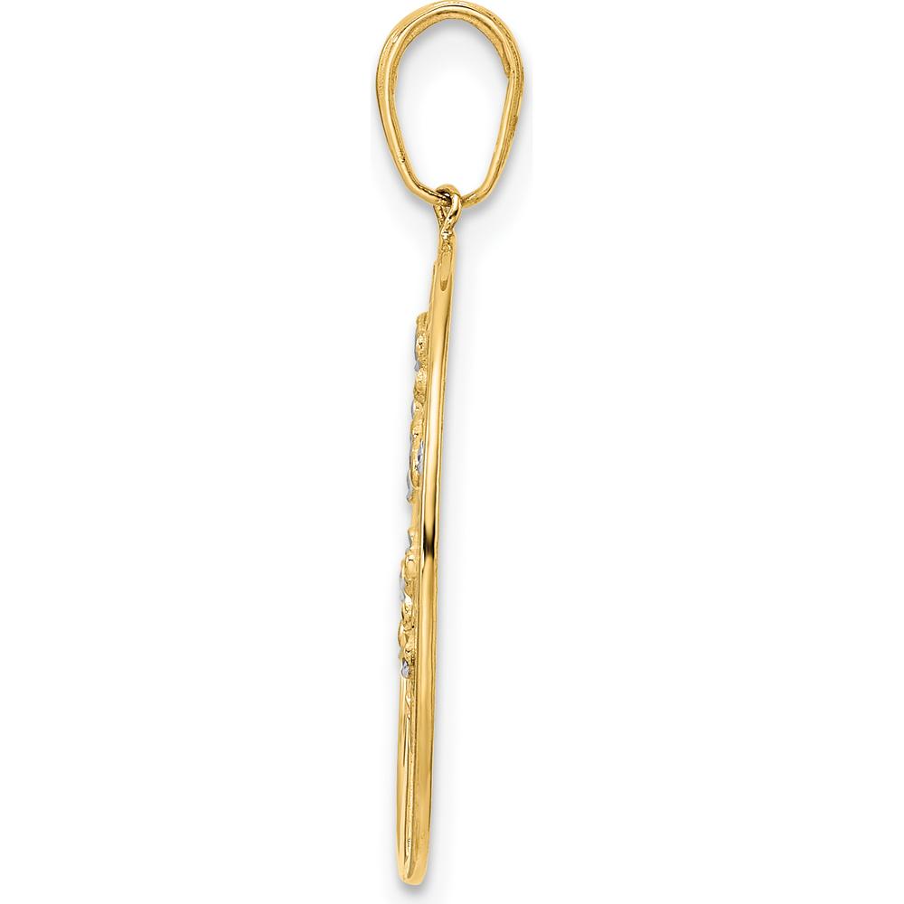 14K Yellow Gold Tree of Life Pendant with Rhodium Diamond-Cut Accents - Symbolic Life Pendant by Oro Pregiato