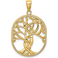 14K Yellow Gold Tree of Life Pendant with Textured Twisting Branch Design by Oro Pregiato