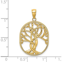 14K Yellow Gold Tree of Life Pendant with Textured Twisting Branch Design by Oro Pregiato