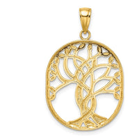 14K Yellow Gold Tree of Life Pendant with Textured Twisting Branch Design by Oro Pregiato