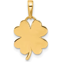 14K Yellow Gold Tri-Tone Clover Pendant with Diamond-Cut Textured Leaves by Oro Pregiato