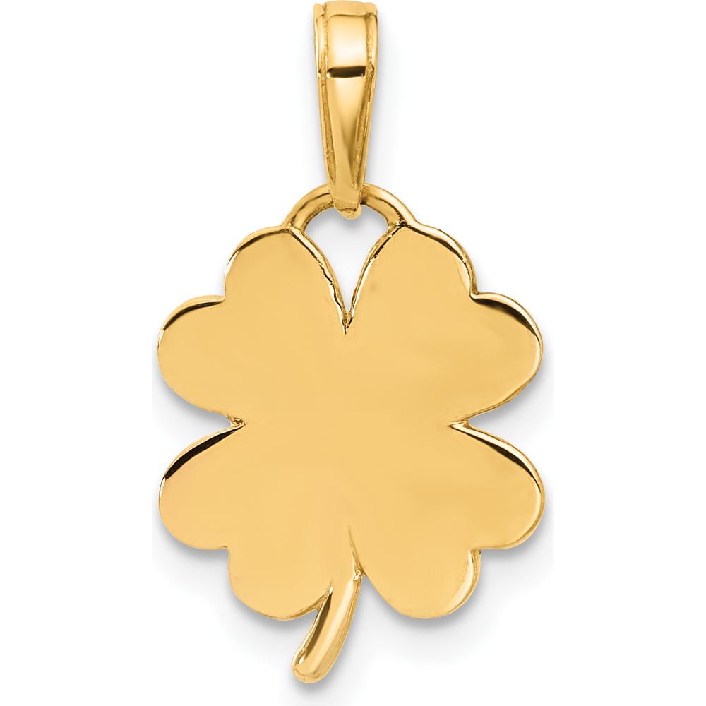 14K Yellow Gold Tri-Tone Clover Pendant with Diamond-Cut Textured Leaves by Oro Pregiato