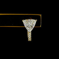 14K Yellow Gold Triangle Cut Lab Diamond Huggie Earrings with Brilliant Accent Stones - 1.78 Carat Total Diamond Weight - Covaloro Fine Jewelry