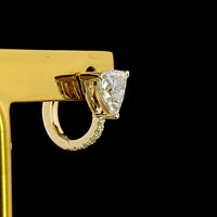 14K Yellow Gold Triangle Cut Lab Diamond Huggie Earrings with Brilliant Accent Stones - 1.78 Carat Total Diamond Weight - Covaloro Fine Jewelry