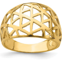 14K Yellow Gold Triangle Cut-out Pattern Domed Fashion Ring by Oro Pregiato