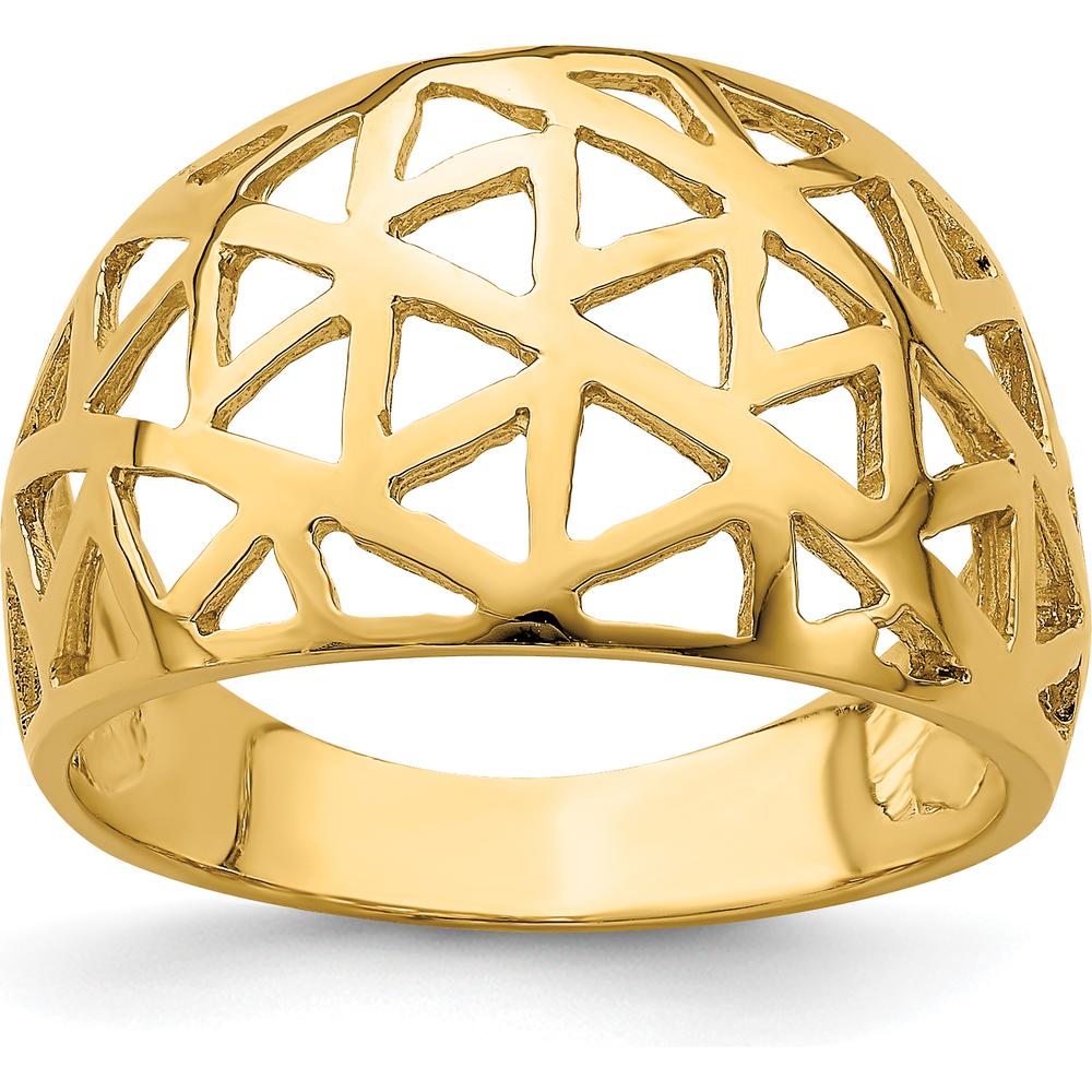 14K Yellow Gold Triangle Cut-out Pattern Domed Fashion Ring by Oro Pregiato