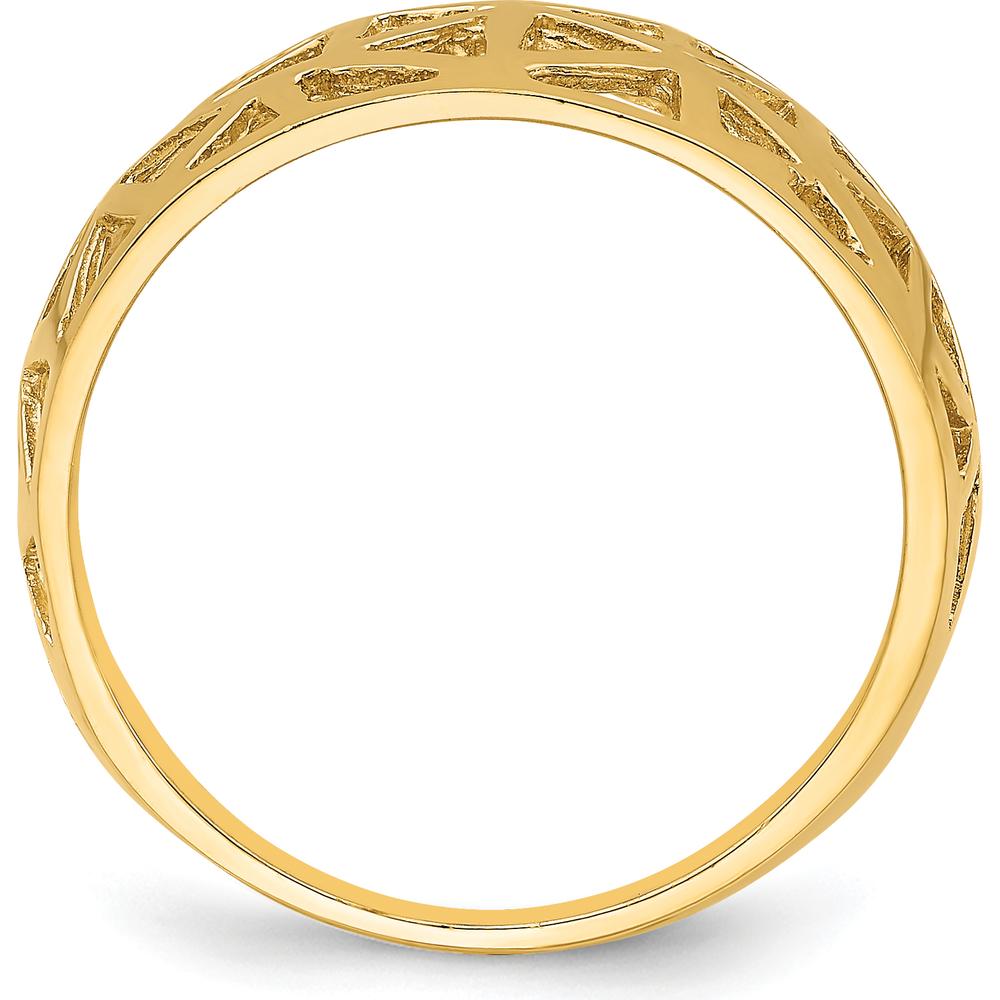 14K Yellow Gold Triangle Cut-out Pattern Domed Fashion Ring by Oro Pregiato