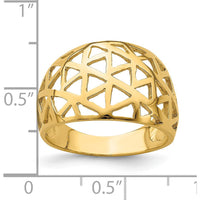 14K Yellow Gold Triangle Cut-out Pattern Domed Fashion Ring by Oro Pregiato
