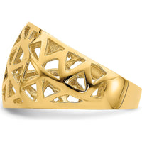 14K Yellow Gold Triangle Cut-out Pattern Domed Fashion Ring by Oro Pregiato